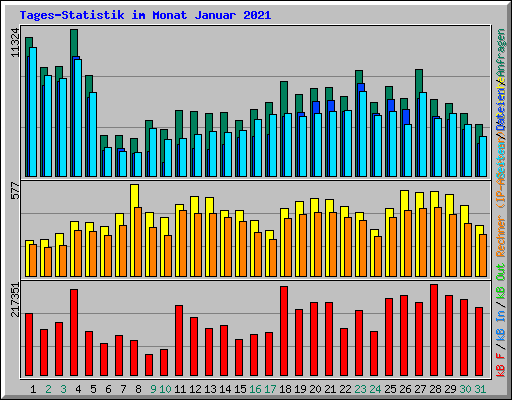 Tages-Statistik im Monat Januar 2021