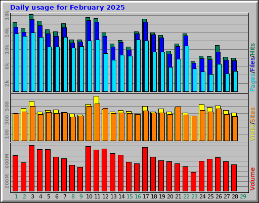 Daily usage for February 2025