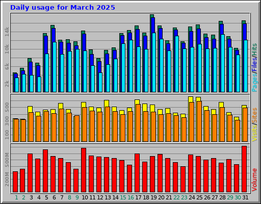 Daily usage for March 2025