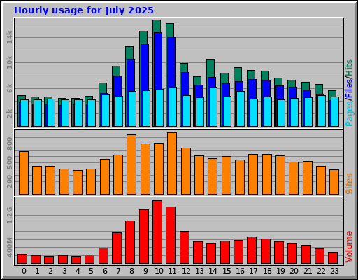 Hourly usage for July 2025
